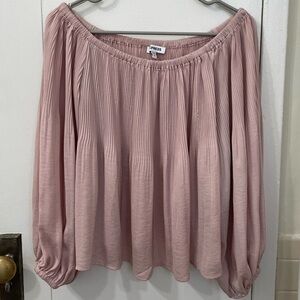 Off the Shoulder Pink Pleated Top